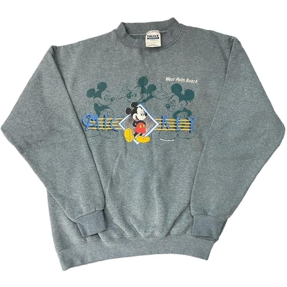 Vintage 90s Disney Mickey Mouse Graphic West Palm Beach Retro Tultex Crewneck